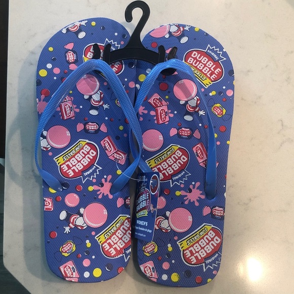 Dubble Bubble Blue Flip Flops - Picture 1 of 6